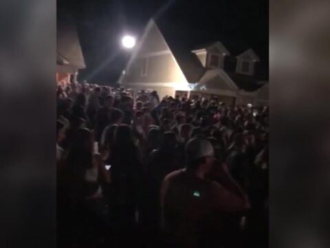 Video of Georgia birthday party presentations enormous crowd, many maskless